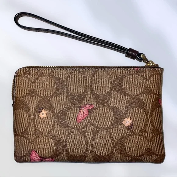 Coach Zippy Pouch Clutch Wristlet in Signature CC Butterfly Print 🦋🌸 - Picture 3 of 4